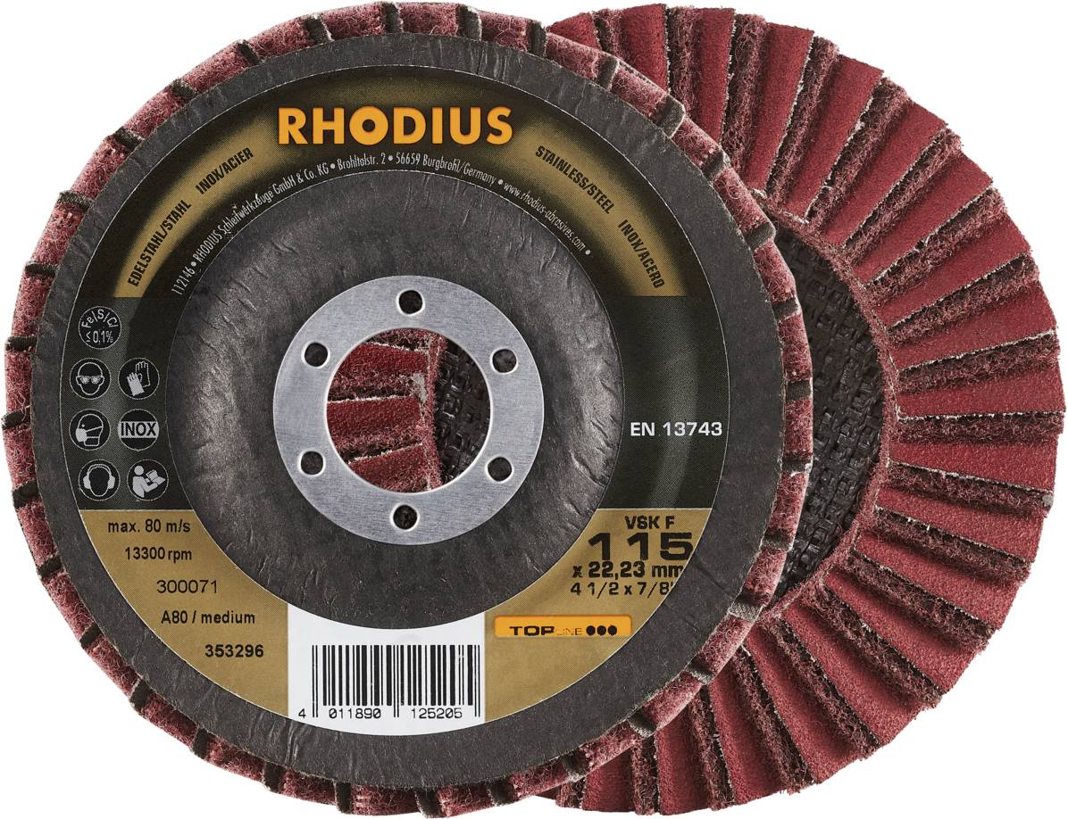 Rhodius 353296 VSK F Fächerschleifscheibe Edelstahl, Stahl 10St.