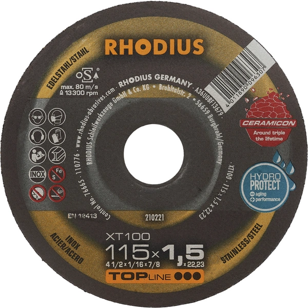 Rhodius XT100 210221 Trennscheibe 25 St. Edelstahl, Stahl Rhodius XT100 210221 Trennscheibe 25 St. Edelstahl, Stahl