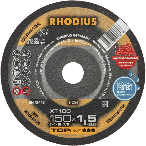 Rhodius XT100 210224 Trennscheibe 25 St. Edelstahl, Stahl Rhodius XT100 210224 Trennscheibe 25 St. Edelstahl, Stahl