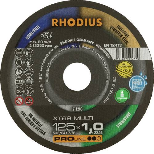 Rhodius XT69 MULTI 211566 Trennscheibe 25 St. Fliesen, Keramik, NE-Metalle, Stein, Stahl, Edelstahl