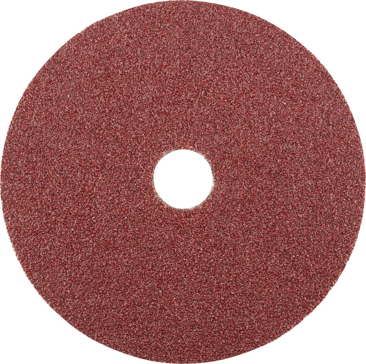 Rundes, rotbraunes Schleifpapier mit Mittelloch, verwendet zum Glätten von Oberflächen.