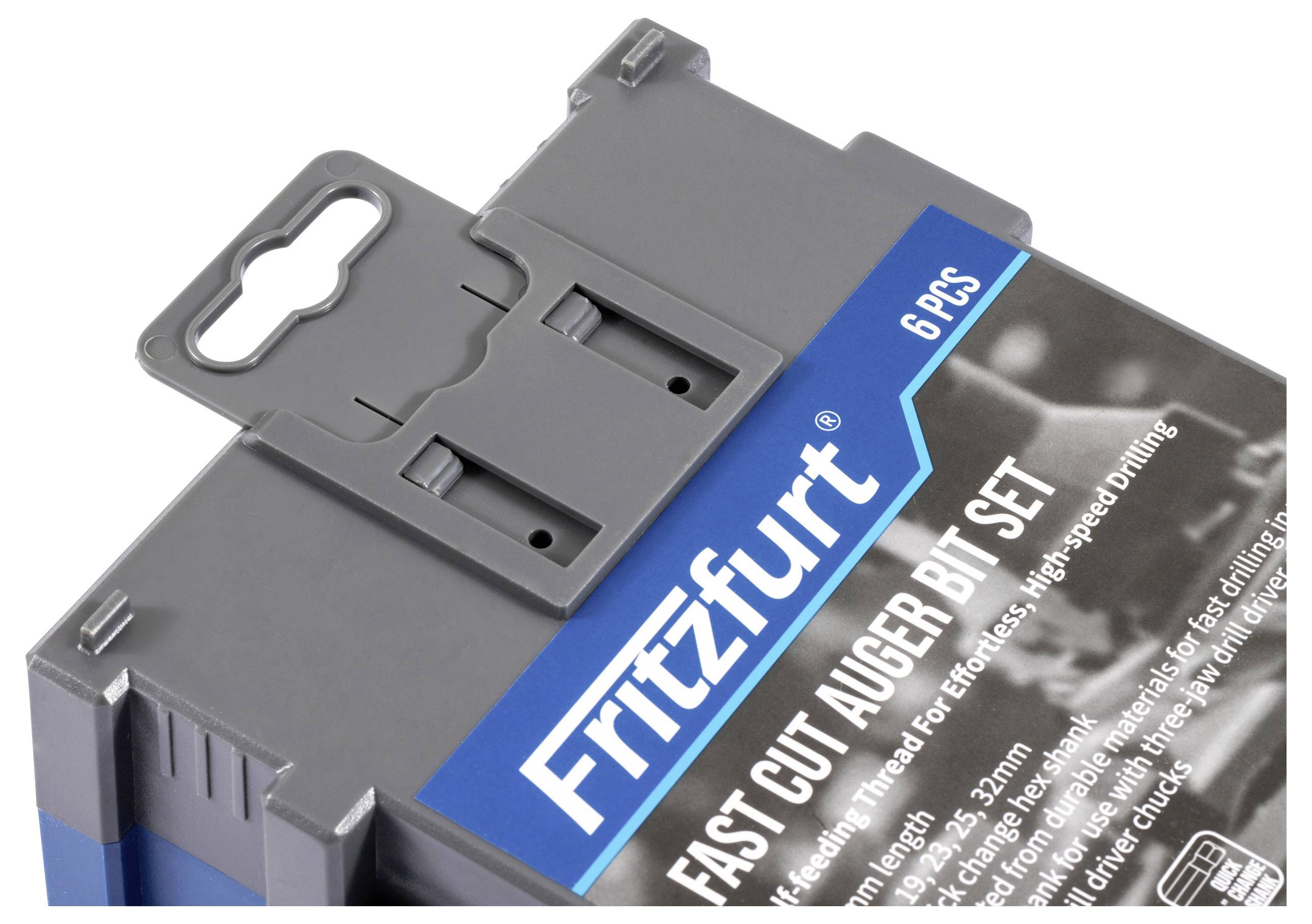 'Fritzfurt Fast Cut Auger Bohrer-Set' Packung mit 6 Stück, gekennzeichnet in Größen von 16 bis 32 mm, entwickelt für effizientes, schnelles Bohren.