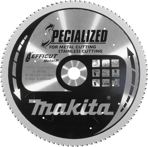 Makita Sägeblatt 305x25,4x30, 96Z EFFICUT E-19750 Durchmesser:305 mm Zähneanzahl:96