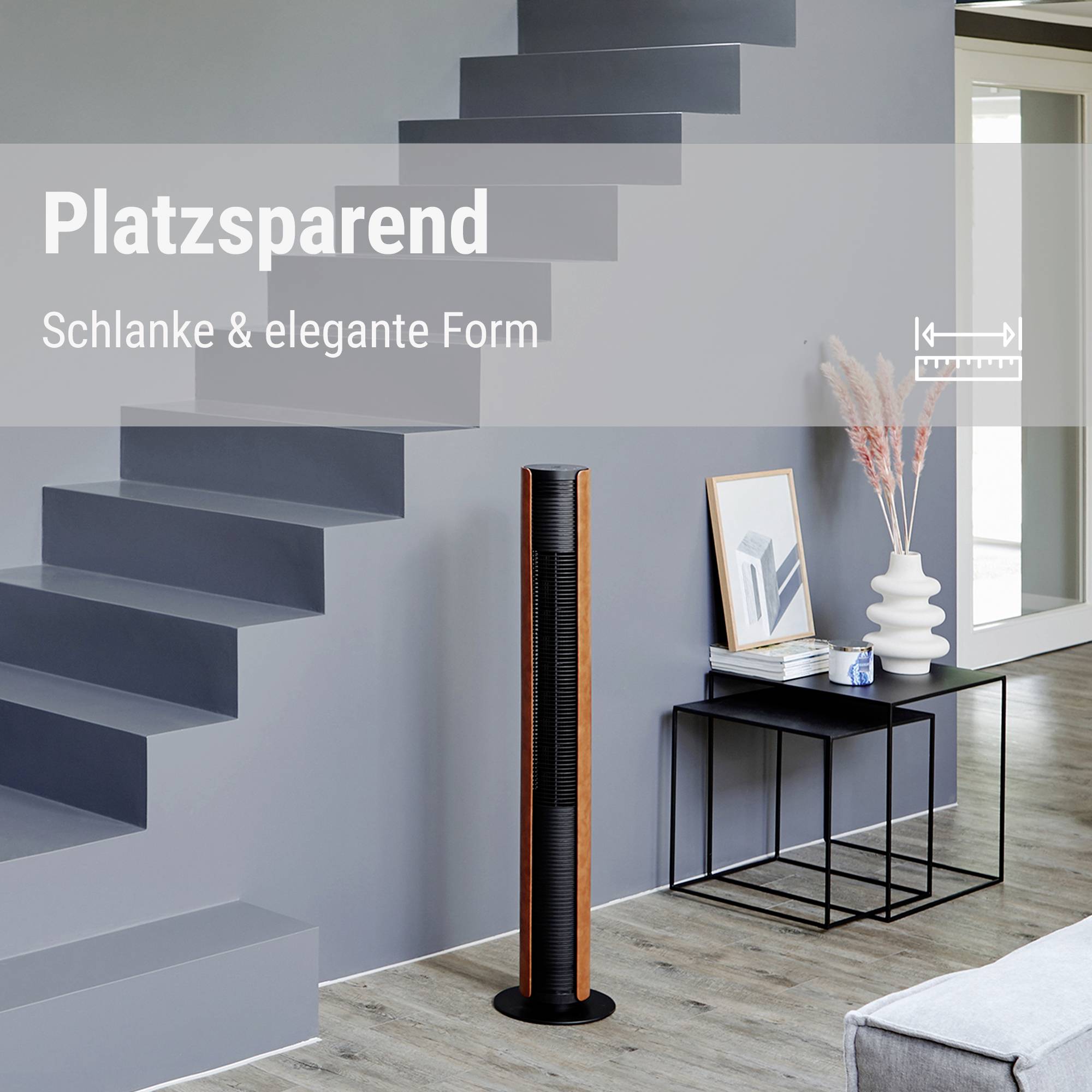 Stadler Form Peter Leatherette Turmventilator 60W (Ø x H) 24cm x 110cm Dimmbar, mit Fernbedienung, Timer, Schwenkbar