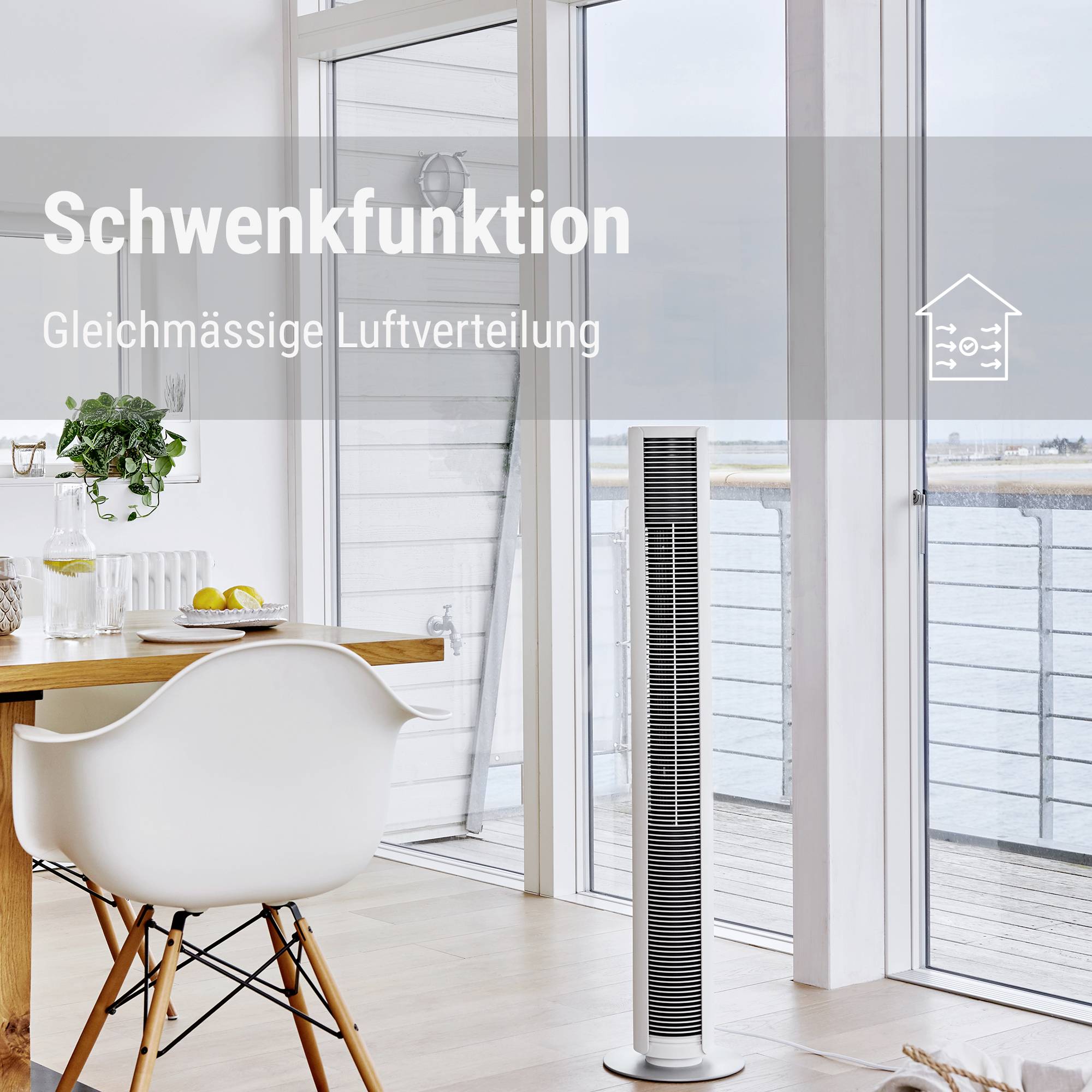 Stadler Form Peter weiss Turmventilator 60W (Ø x H) 24cm x 110cm Dimmbar, mit Fernbedienung, Timer, Schwenkbar