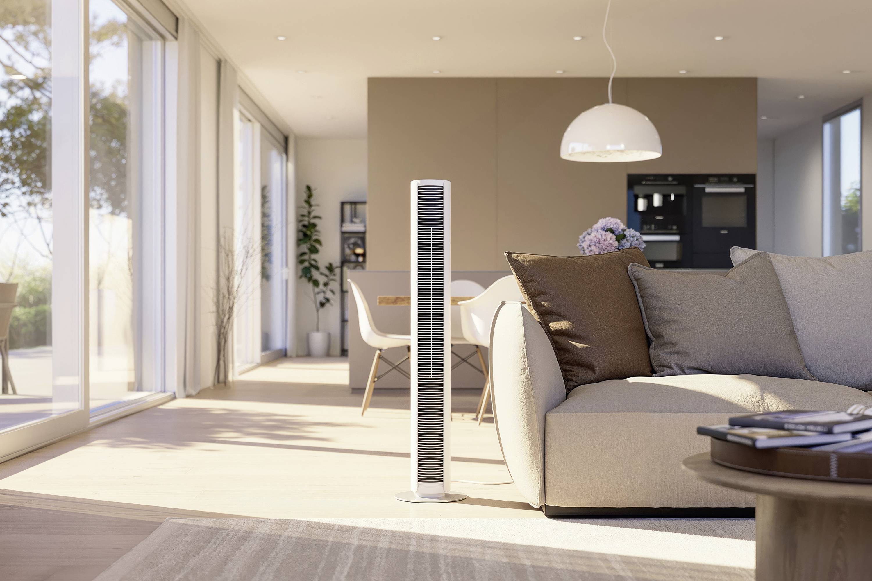 Stadler Form Peter weiss Turmventilator 60W (Ø x H) 24cm x 110cm Dimmbar, mit Fernbedienung, Timer, Schwenkbar