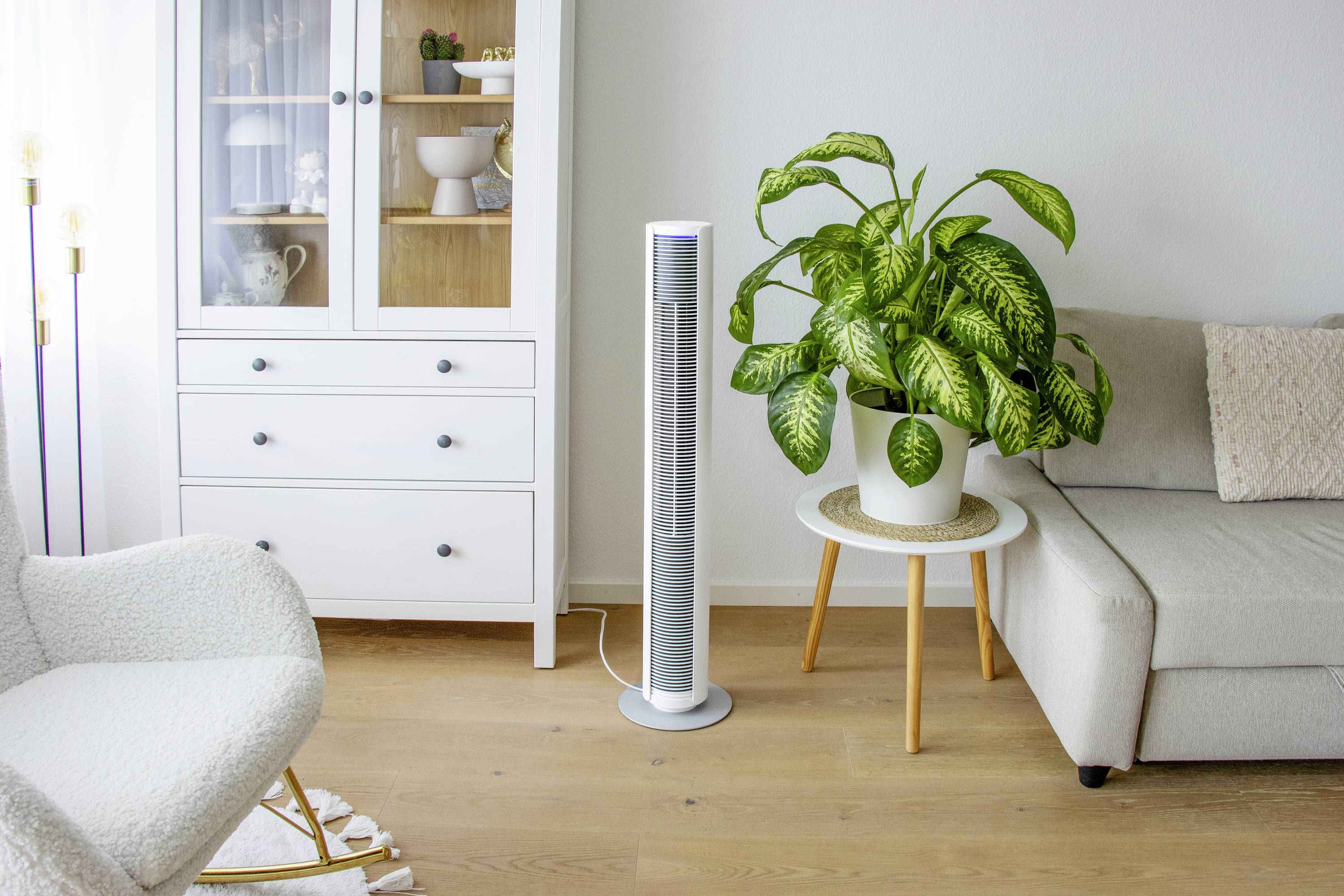 Stadler Form Peter weiss Turmventilator 60W (Ø x H) 24cm x 110cm Dimmbar, mit Fernbedienung, Timer, Schwenkbar