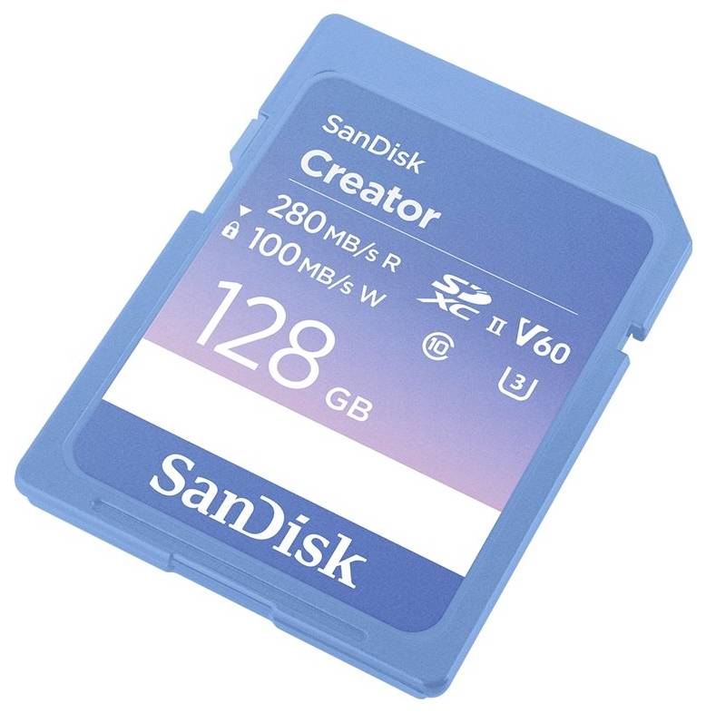 SanDisk Creator SDXC-Karte Retail 128 GB Class 10, v60 Video Speed Class, UHS-II U3 Schreibschutzschalter