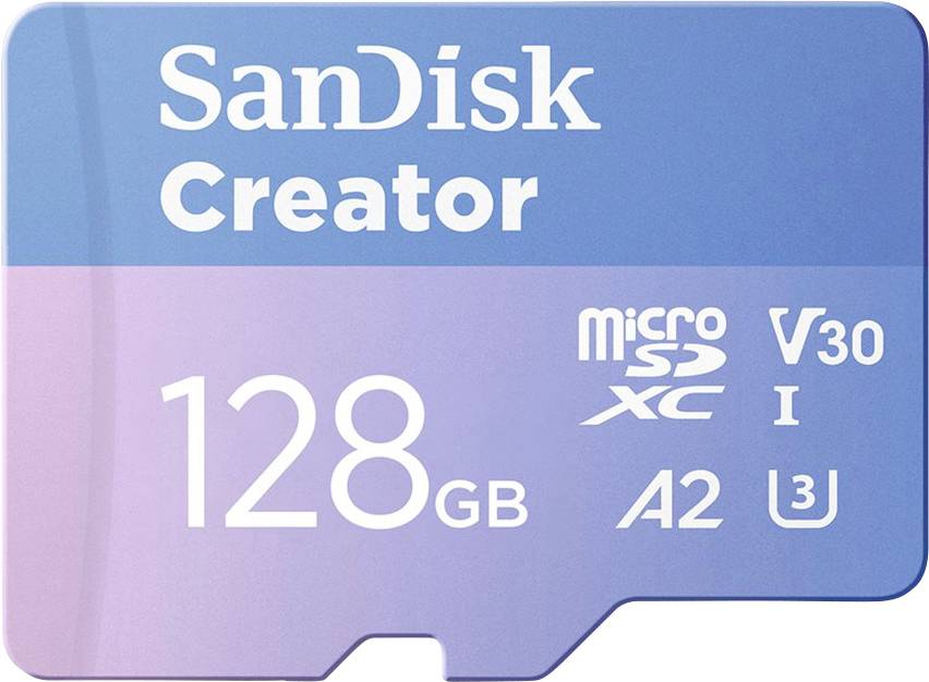 SanDisk Creator microSDXC-Karte Retail 128 GB A2 Application Performance Class, UHS-I U3, v30 Video Speed Class inkl. SD-Adapter