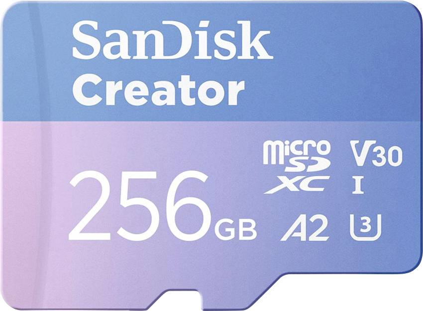 SanDisk Creator microSDXC-Karte Retail 256 GB A2 Application Performance Class, UHS-I U3, v30 Video Speed Class inkl. SD-Adapter