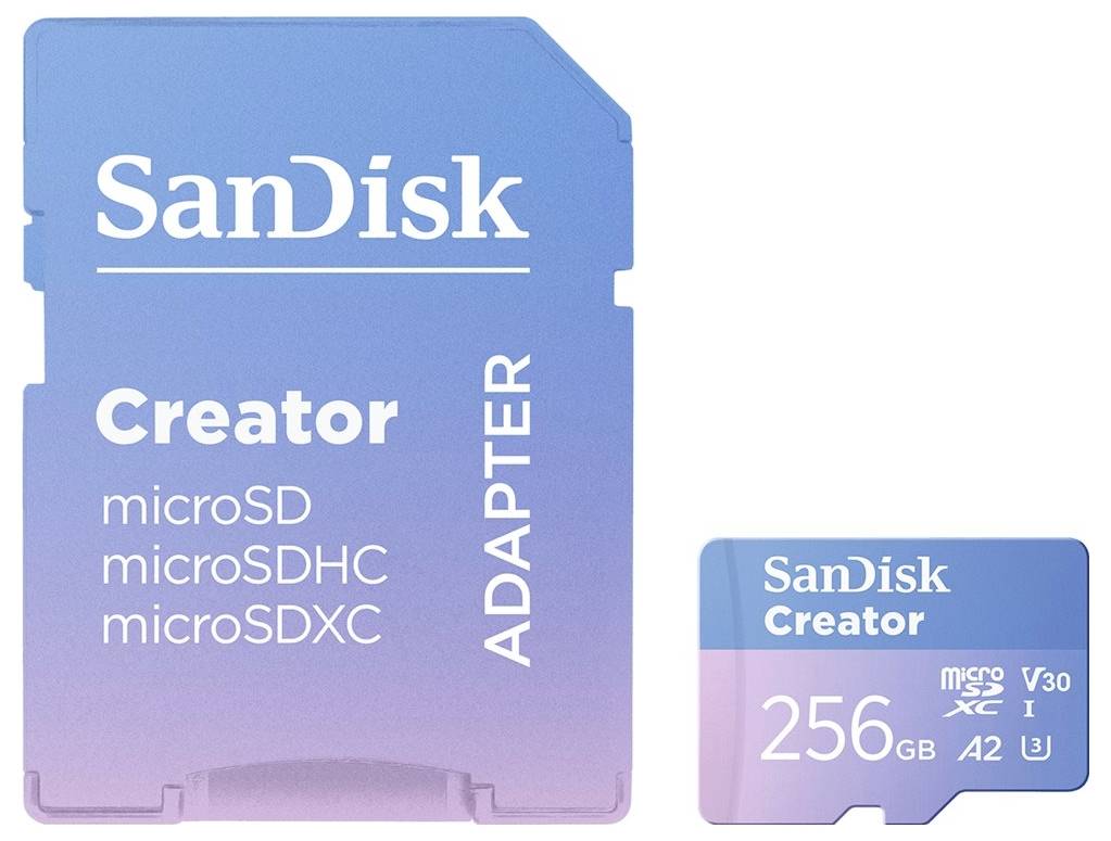 SanDisk Creator microSDXC-Karte Retail 256 GB A2 Application Performance Class, UHS-I U3, v30 Video Speed Class inkl. SD-Adapter