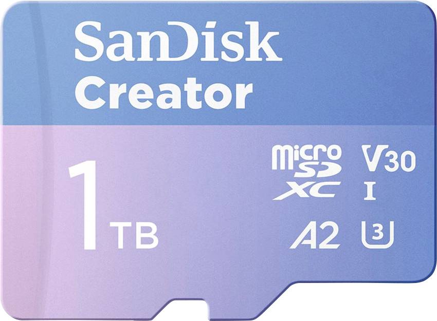 SanDisk Creator microSDXC-Karte Retail 1 TB A2 Application Performance Class, UHS-I U3, v30 Video Speed Class inkl. SD-Adapter, Temperaturbeständig