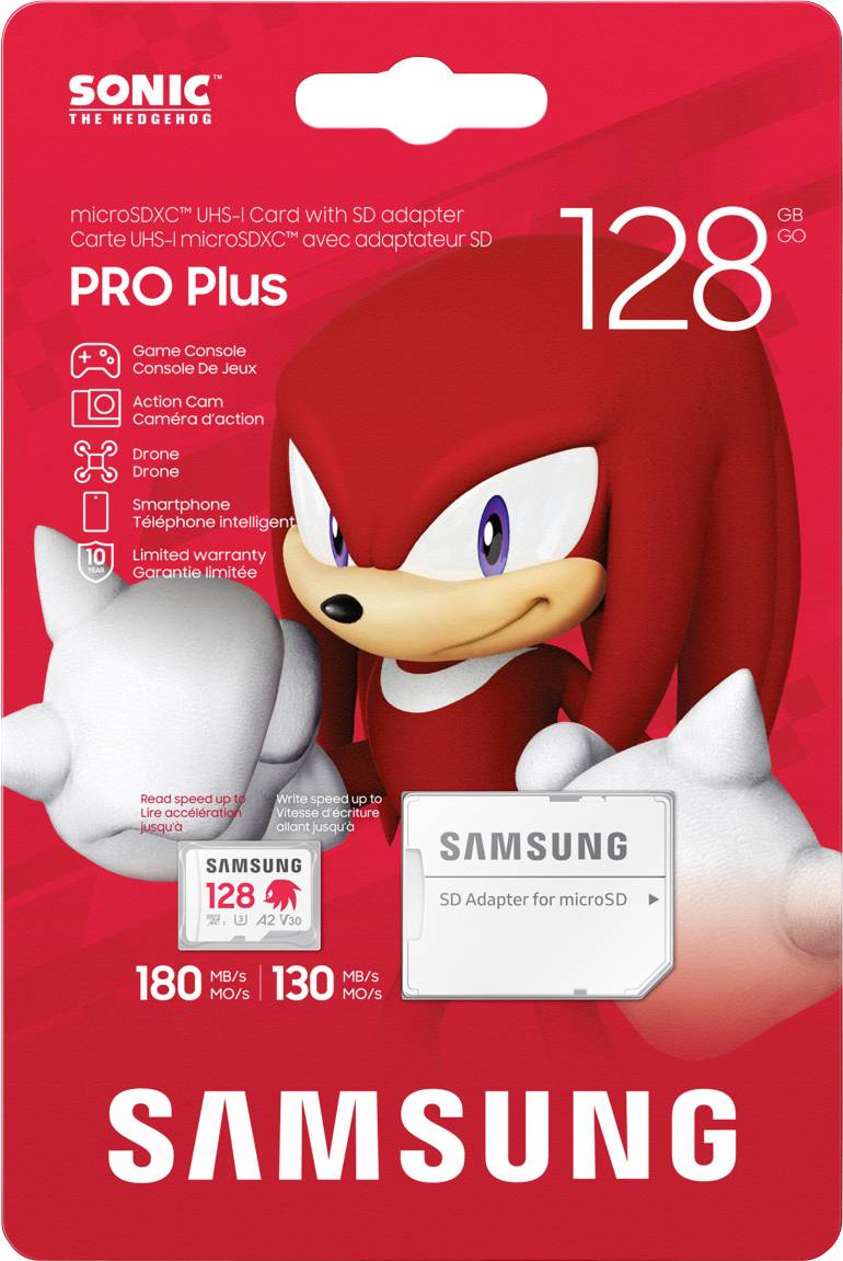 Samsung Sonic Edition - "Knuckles" microSDXC-Karte Retail 128GB A2 Application Performance Class, v30 Video Speed Class, UHS-I U3