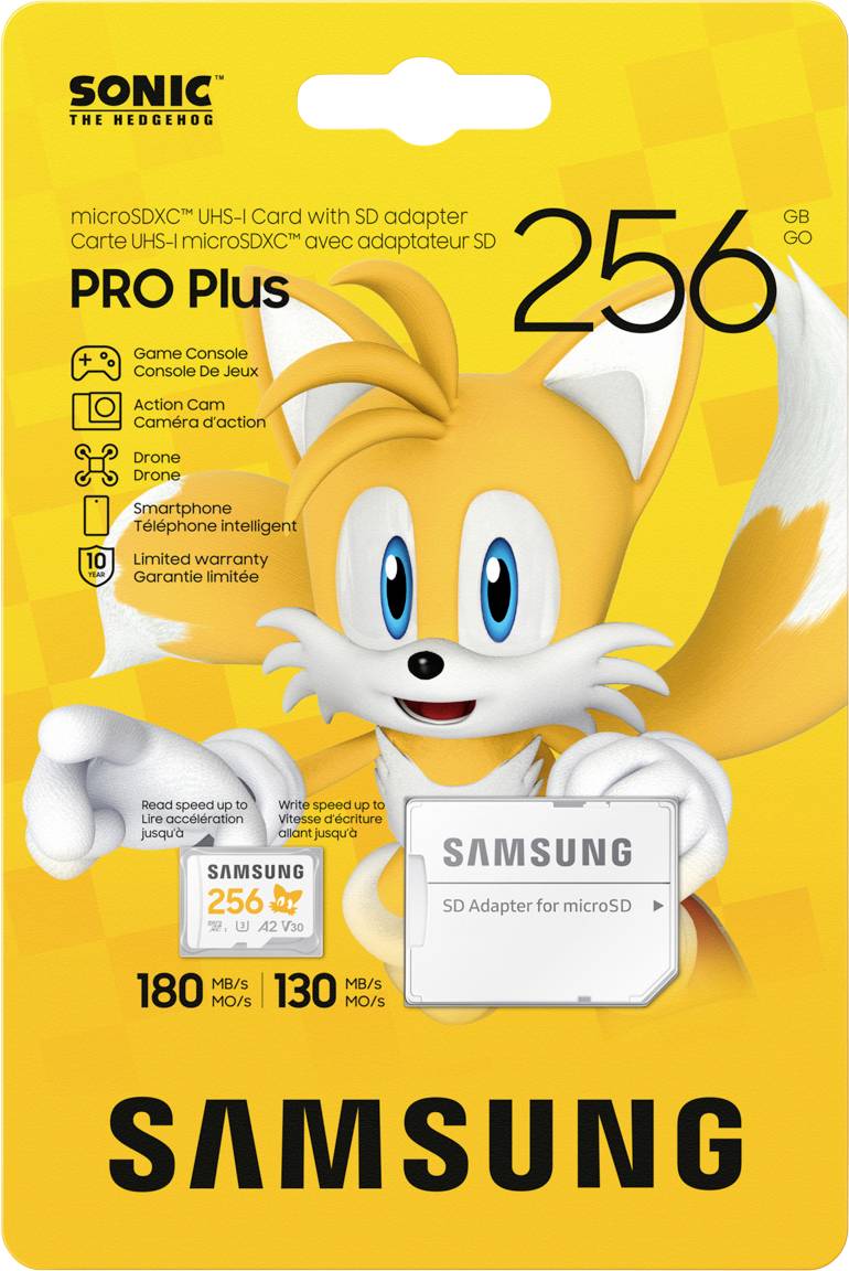 Samsung Sonic Edition - "Tails" microSDXC-Karte Retail 256 GB A2 Application Performance Class, v30