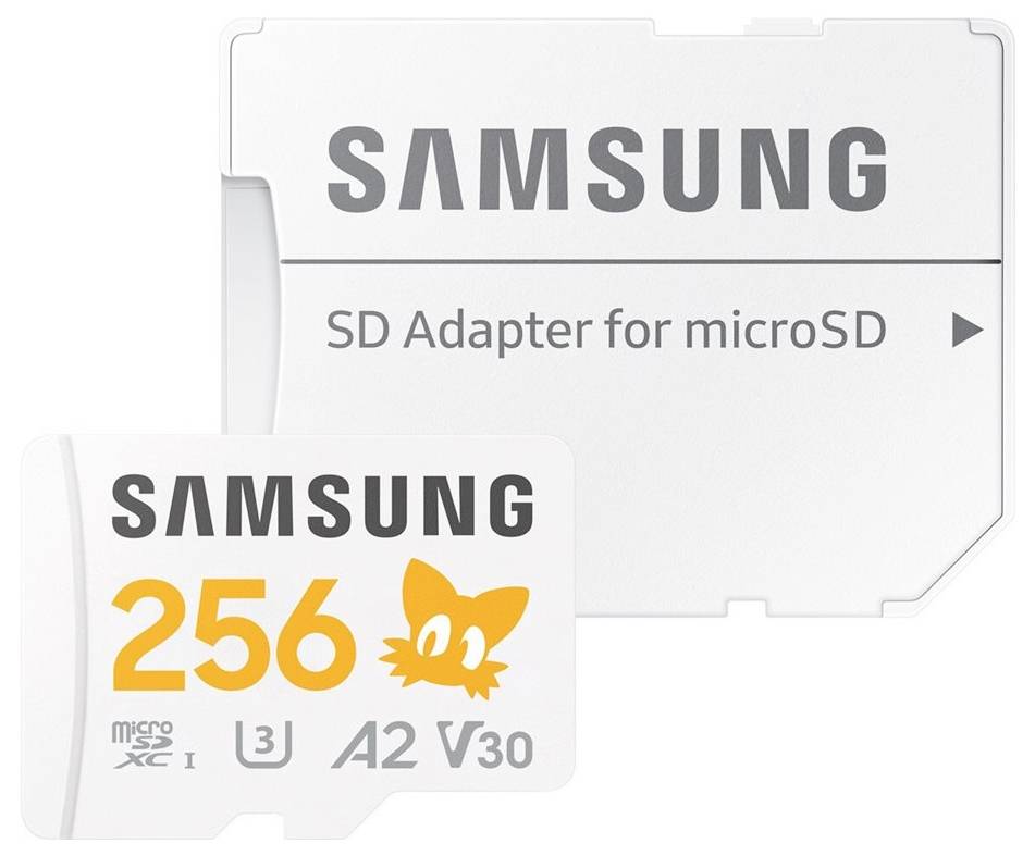 Samsung Sonic Edition - "Tails" microSDXC-Karte Retail 256GB A2 Application Performance Class, v30 Video Speed Class, UHS-I