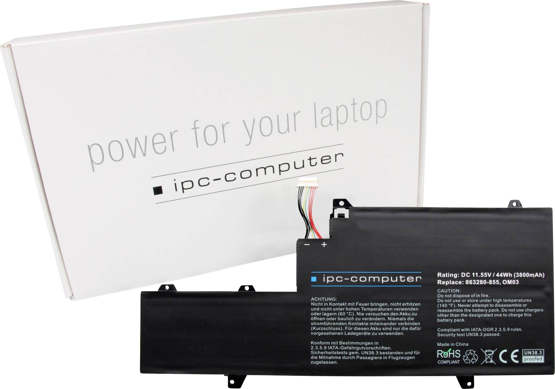 Ipc-computer Notebook-Akku Akku OM03 REPLACE 11.55V 3800 mAh