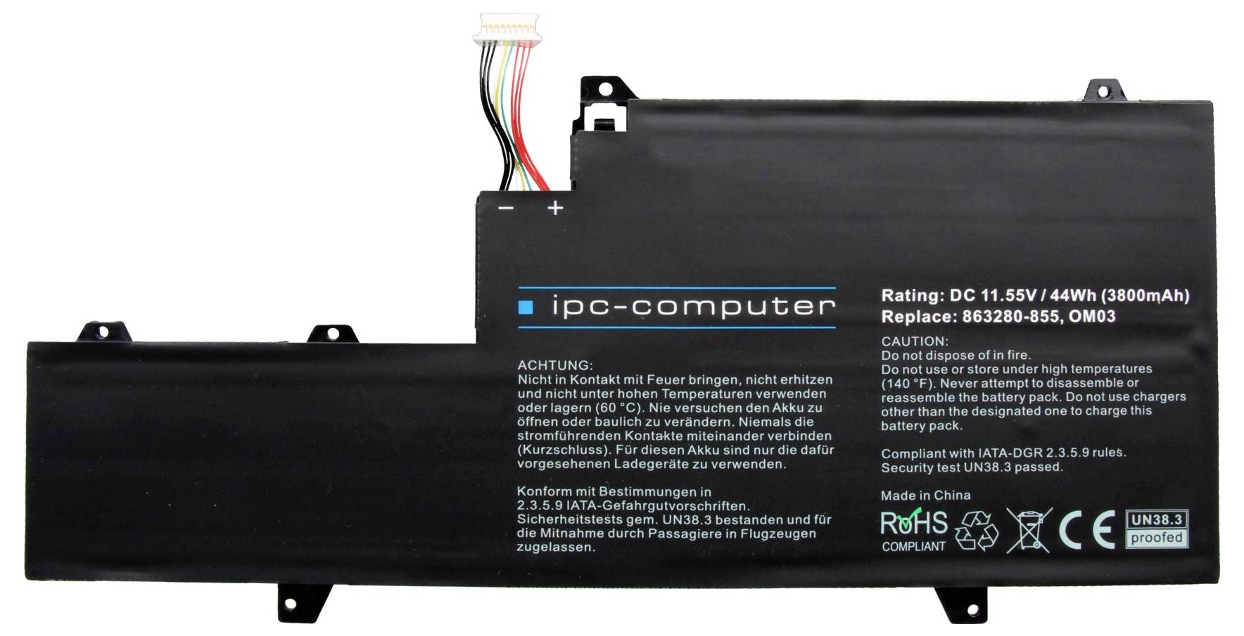 Ipc-computer Notebook-Akku Akku OM03 REPLACE 11.55V 3800 mAh
