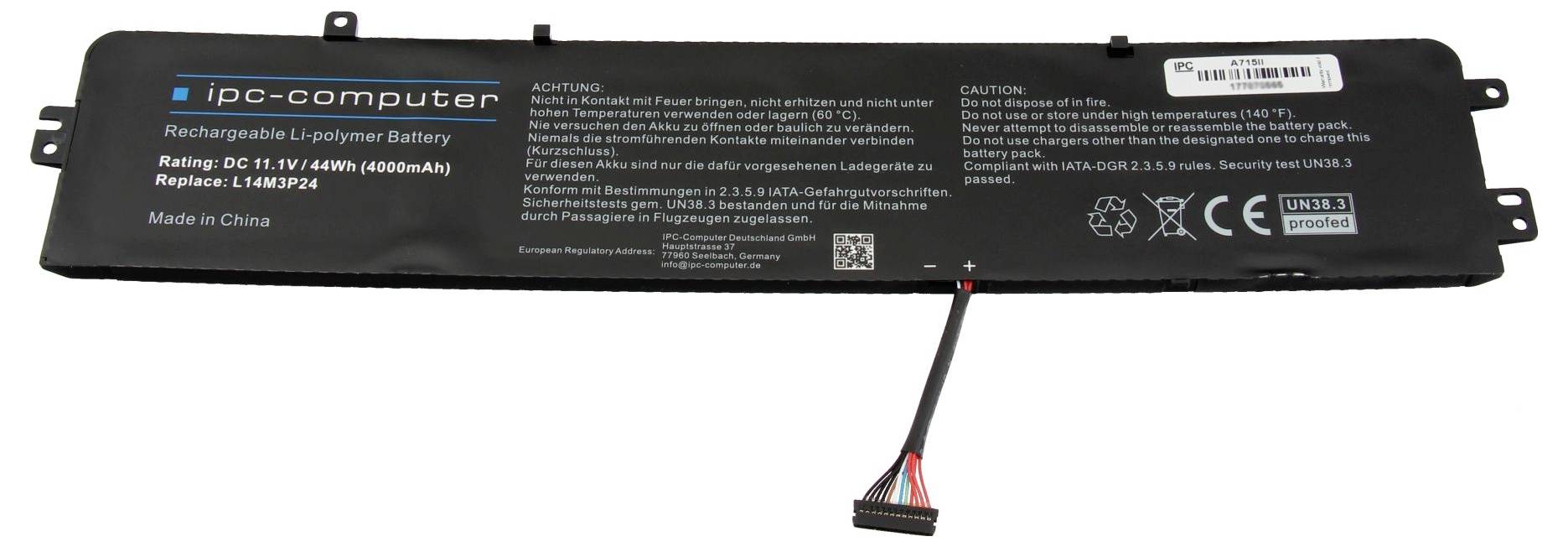 Ipc-computer Notebook-Akku Akku L14M3P24 REPLACE 11.10V 4000 mAh