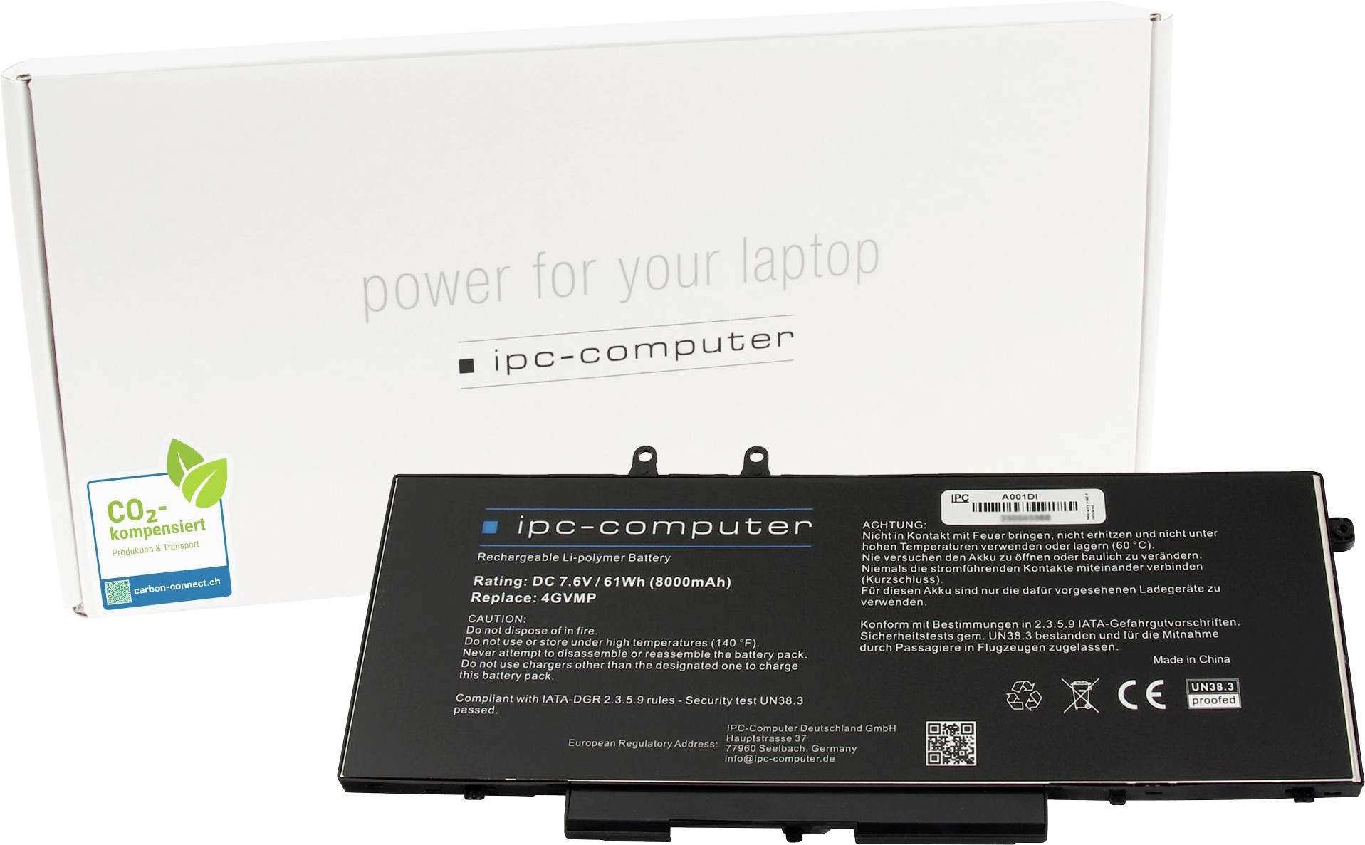 Ipc-computer Notebook-Akku Akku 4GVMP REPLACE 7.60V 8000 mAh