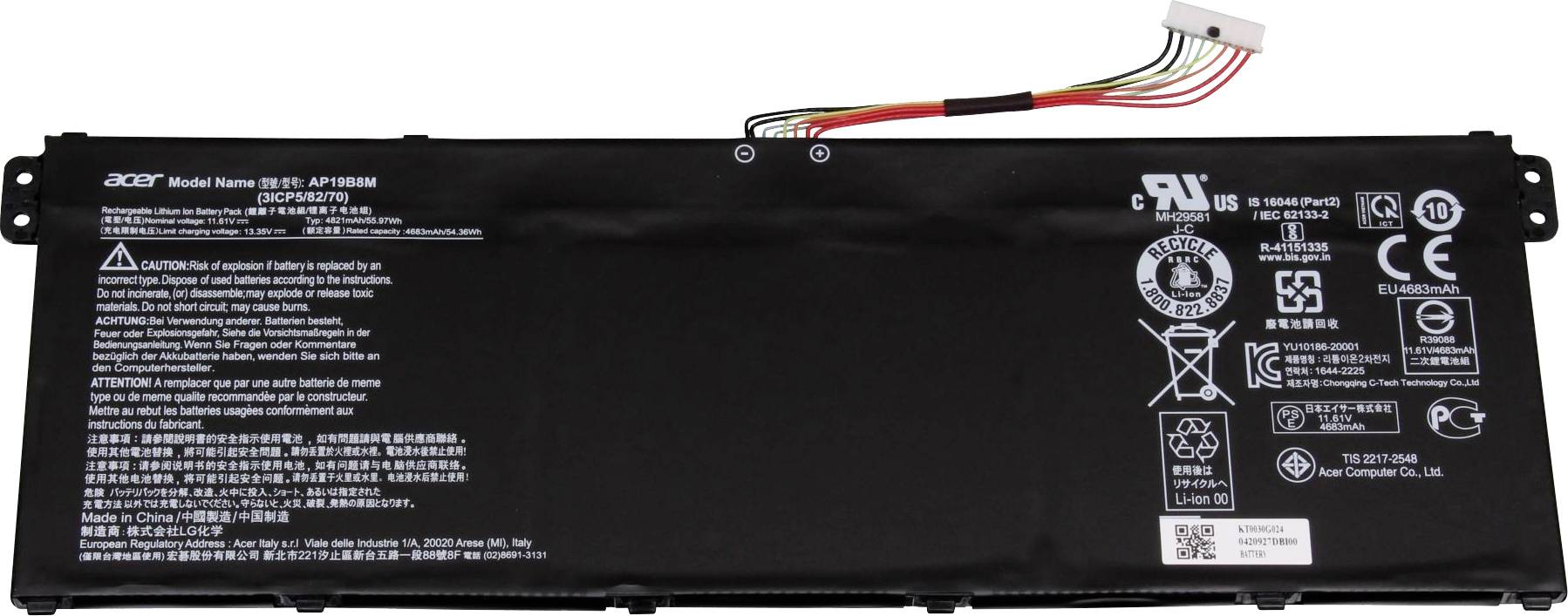 Acer Notebook-Akku Akku KT.0030G.024 11.61V 4821 mAh
