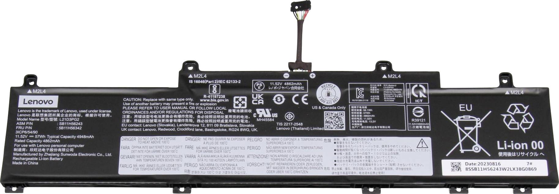 Lenovo Notebook-Akku Akku 5B11H56342 11.52V 4948 mAh