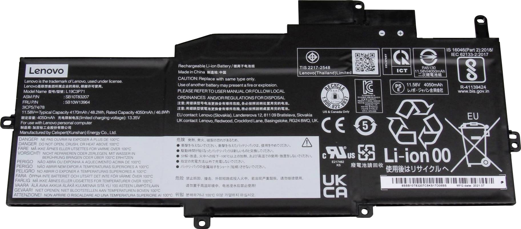 Lenovo Notebook-Akku Akku 5B10W13964 11.58V 4170 mAh