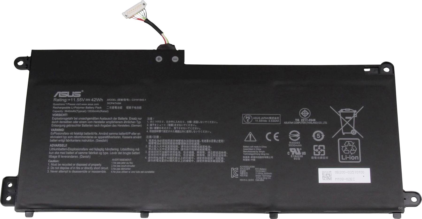 Asus Notebook-Akku Akku 0B200-03570100 11.55V 3640 mAh