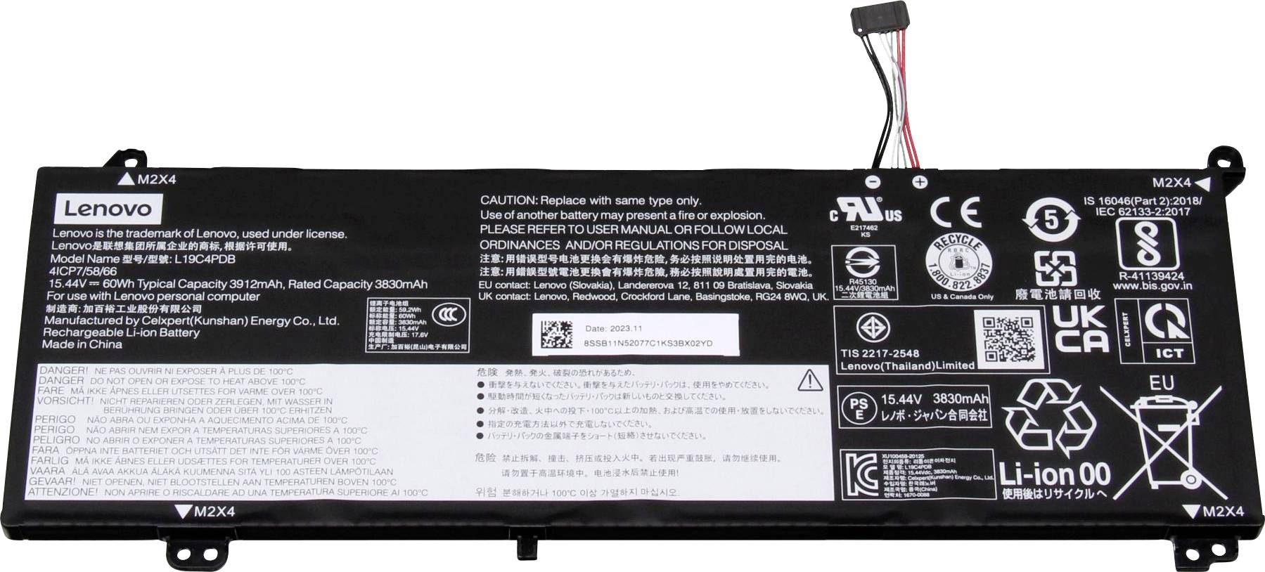 Lenovo Notebook-Akku Akku 5B10Z21201 15.44V 3830 mAh