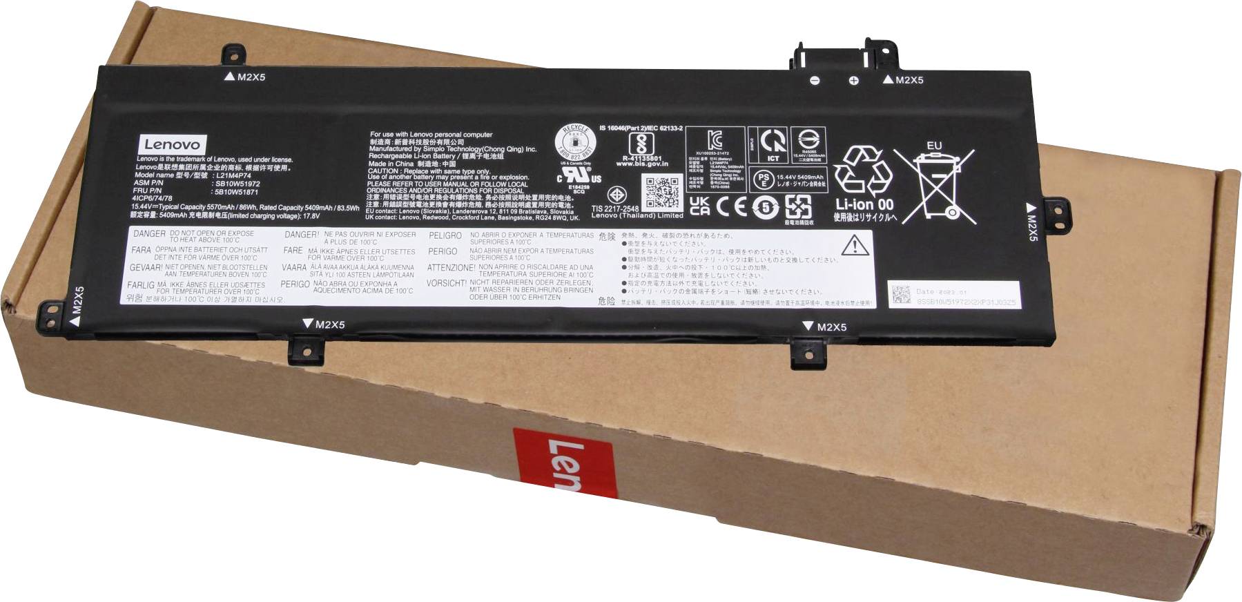 Lenovo Notebook-Akku Akku 5B11M90037 15.44V 5570 mAh