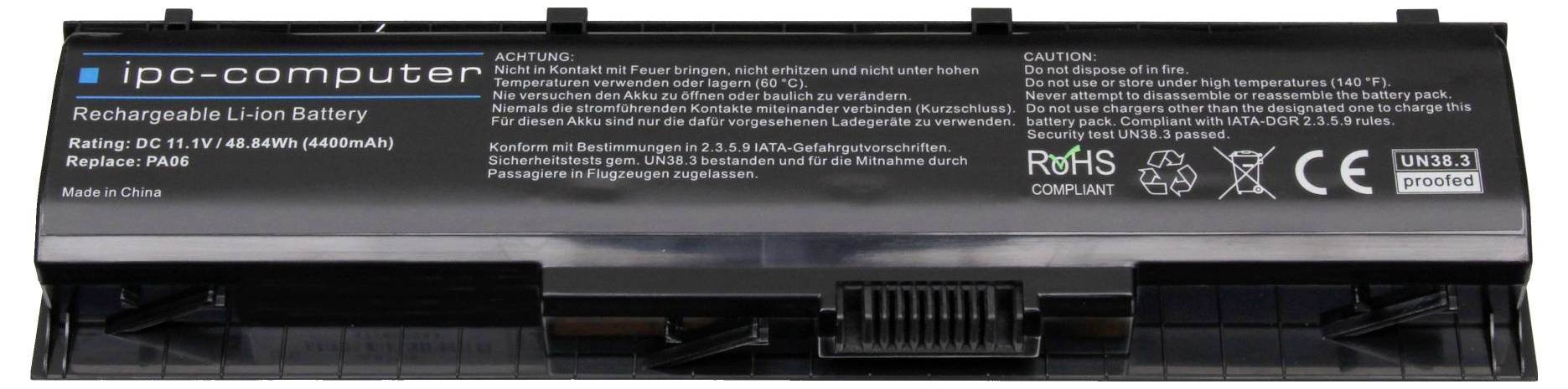 Ipc-computer Notebook-Akku Akku PA06 REPLACE 11.10V 4400 mAh