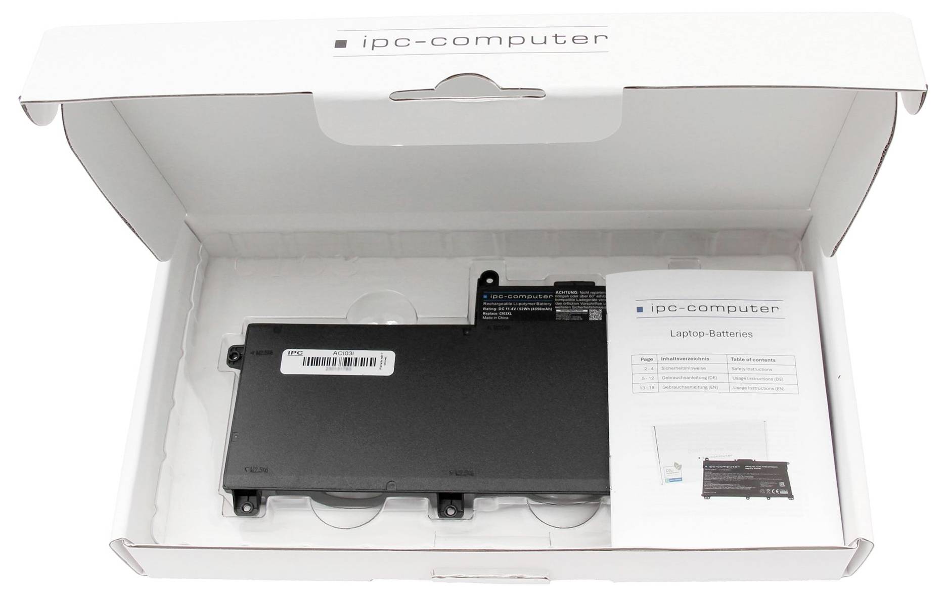 Ipc-computer Notebook-Akku Akku CI03XL REPLACE 11.40V 4550 mAh