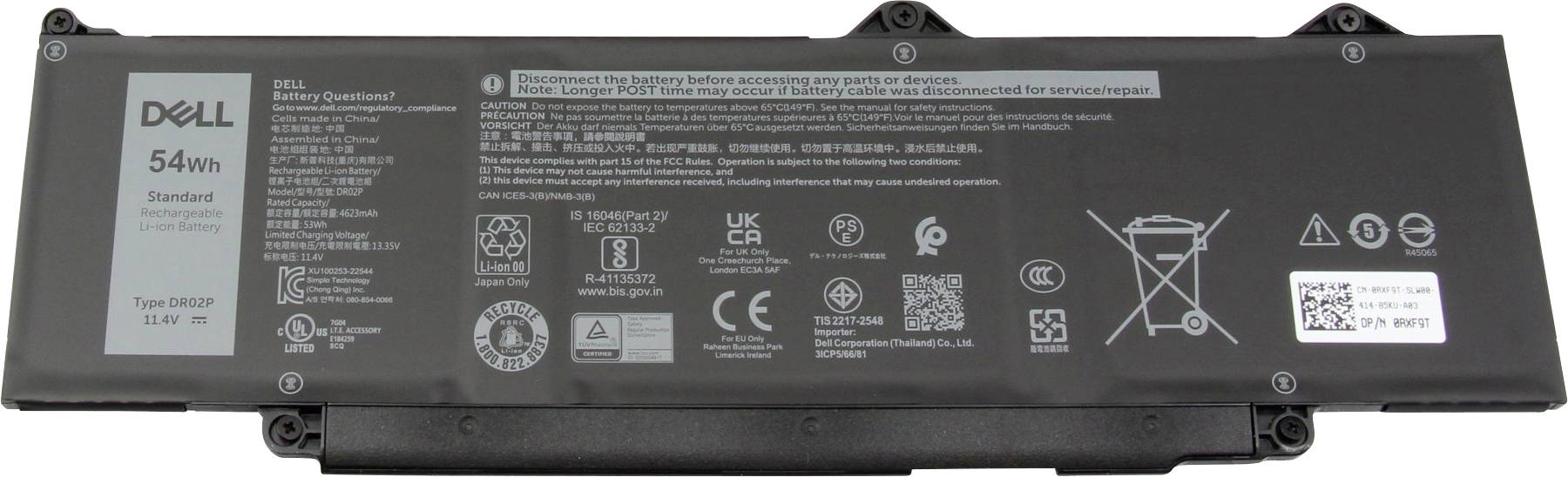 Dell Notebook-Akku Akku RXF9T 11.40V