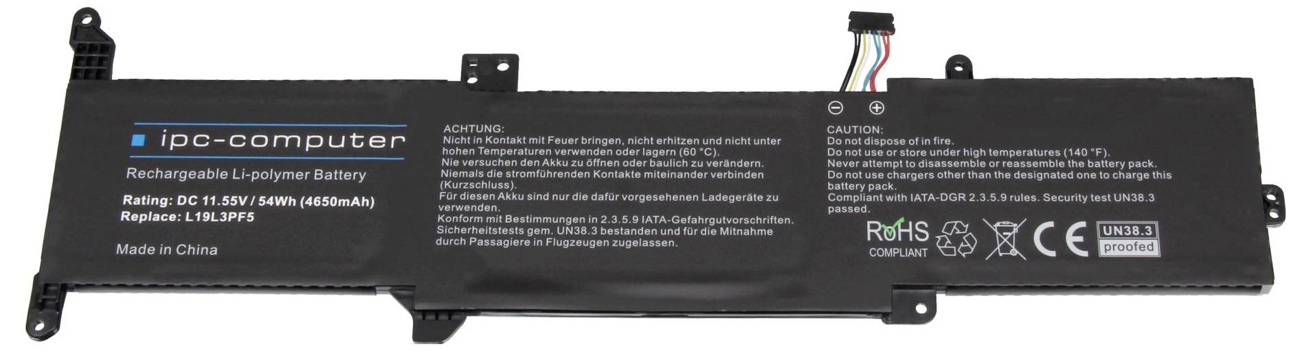 Ipc-computer Notebook-Akku Akku L19L3PF5 REPLACE 11.55V 4650 mAh