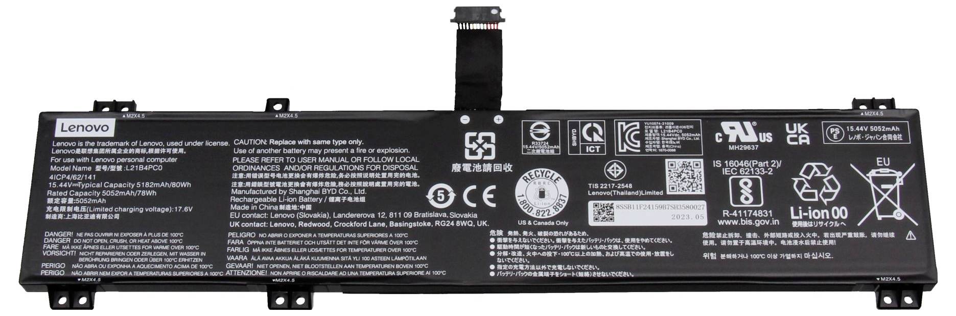 Lenovo Notebook-Akku Akku 5B11F24147 15.44V 5180 mAh