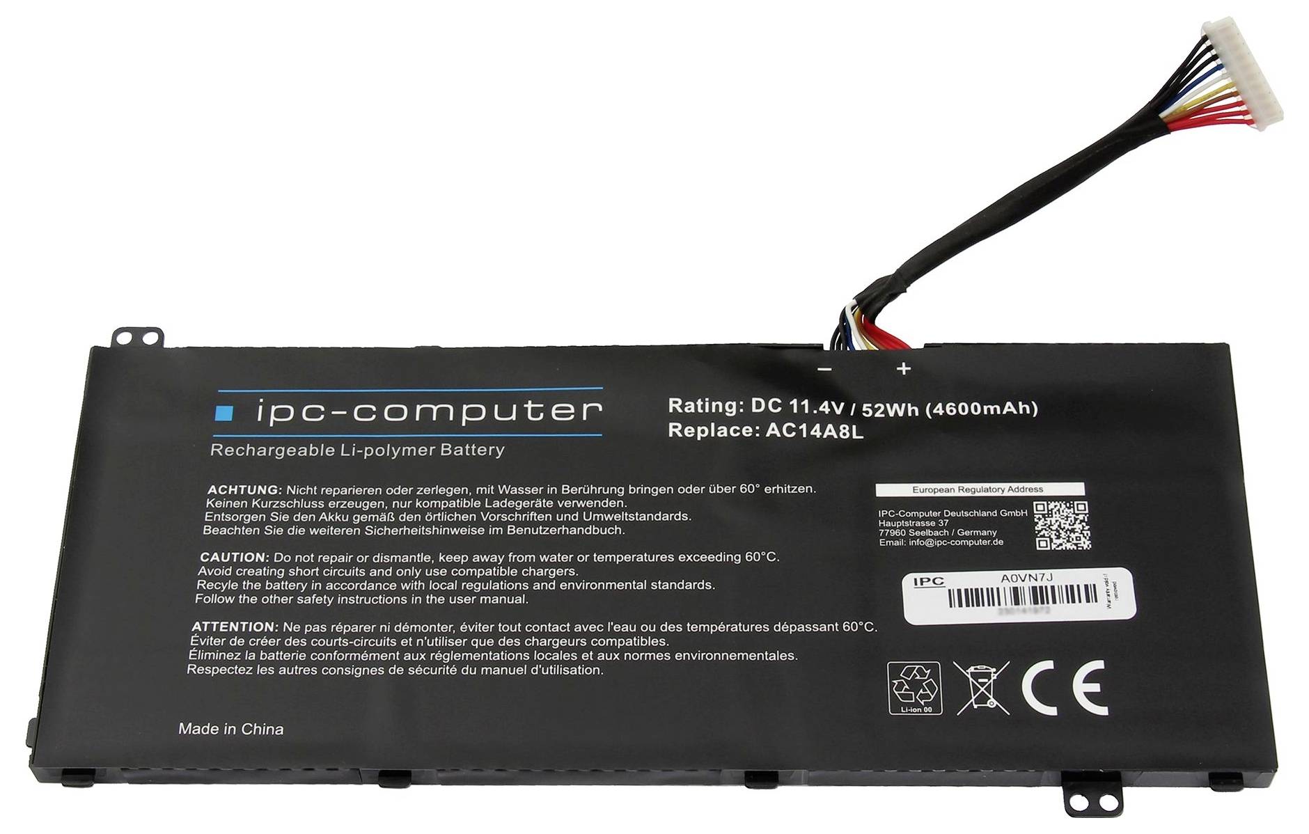 Ipc-computer Notebook-Akku Akku AC148L-H REPLACE 11.40V 4600 mAh