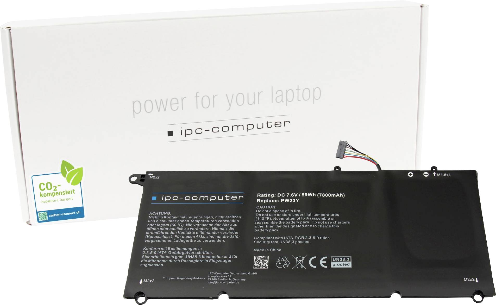 Ipc-computer Notebook-Akku Akku PW23Y REPLACE 7.60V 7800 mAh