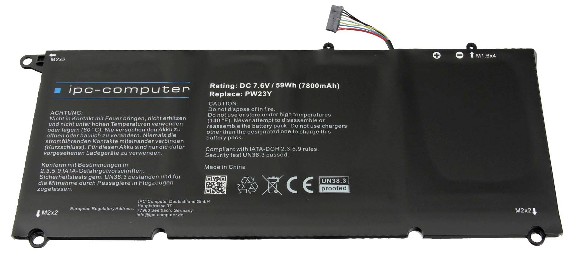 Ipc-computer Notebook-Akku Akku PW23Y REPLACE 7.60V 7800 mAh