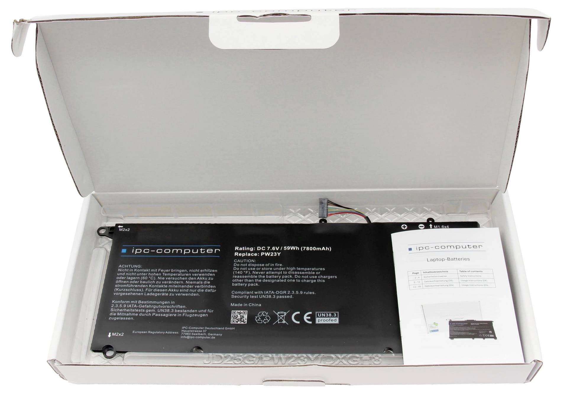 Ipc-computer Notebook-Akku Akku PW23Y REPLACE 7.60V 7800 mAh
