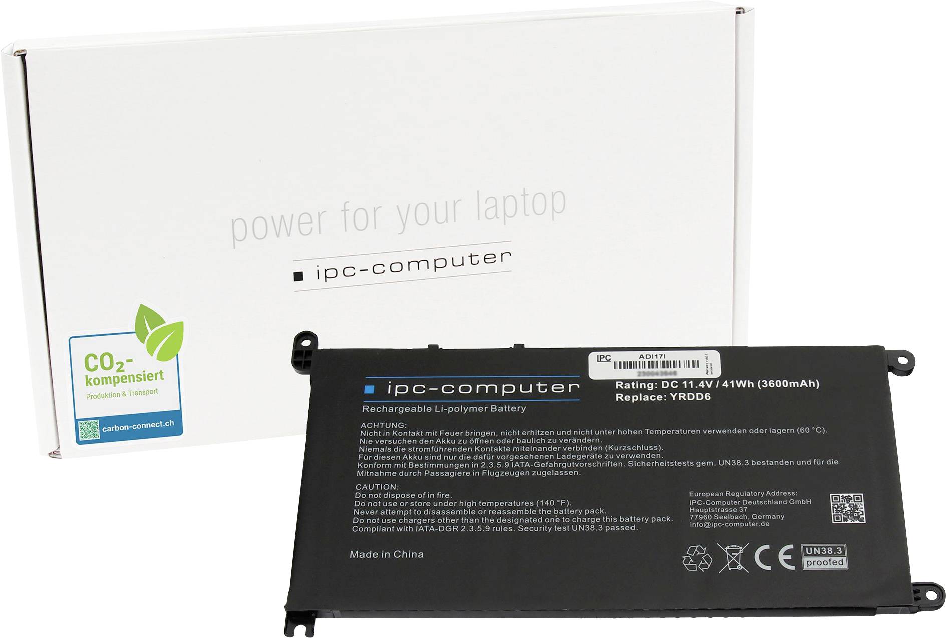 Ipc-computer Notebook-Akku Akku YRDD6 REPLACE 11.40V 3600 mAh