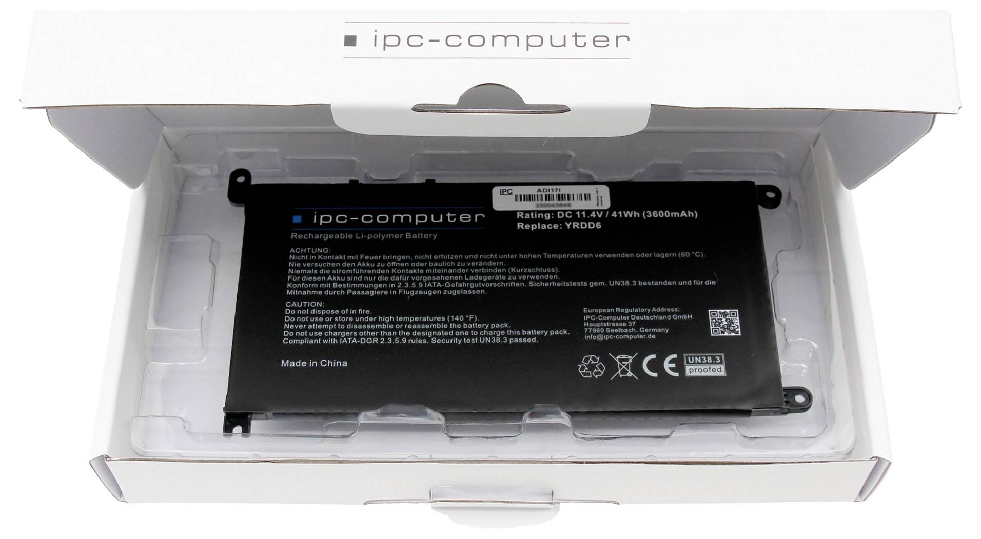 Ipc-computer Notebook-Akku Akku YRDD6 REPLACE 11.40V 3600 mAh