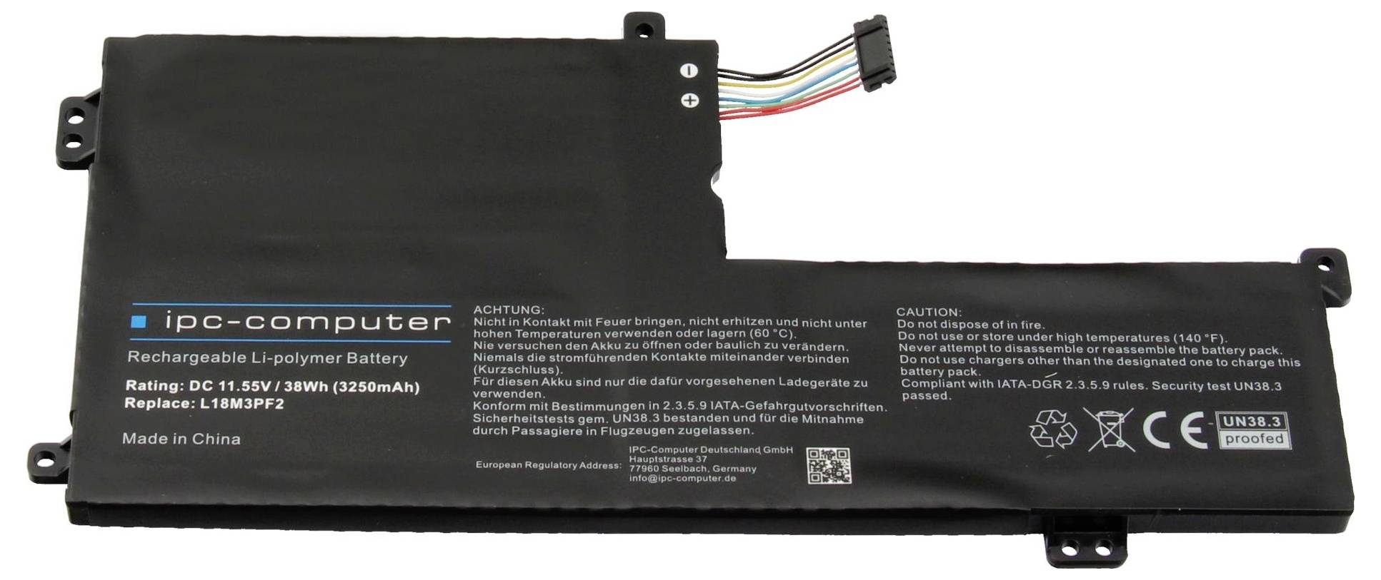 Ipc-computer Notebook-Akku Akku L18M3PF2-68 REPLACE 11.55V 3250 mAh