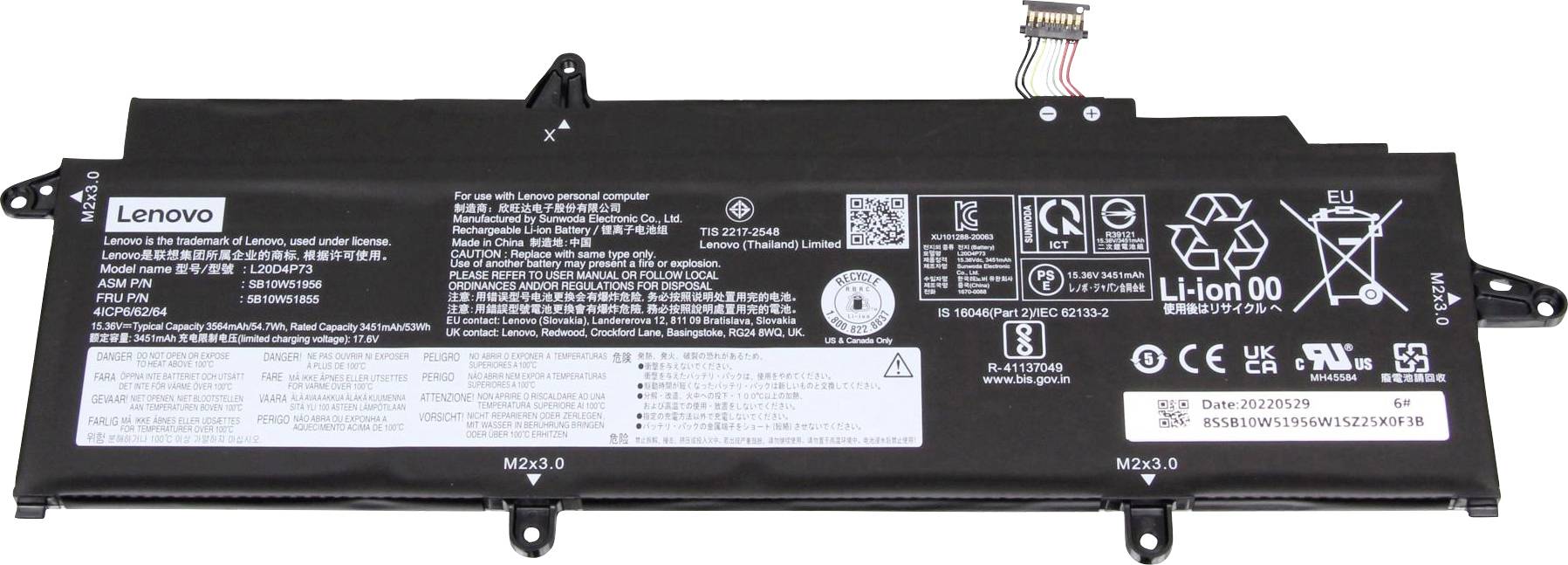 Lenovo Notebook-Akku Akku 5B10W51855 15.36V 3560 mAh