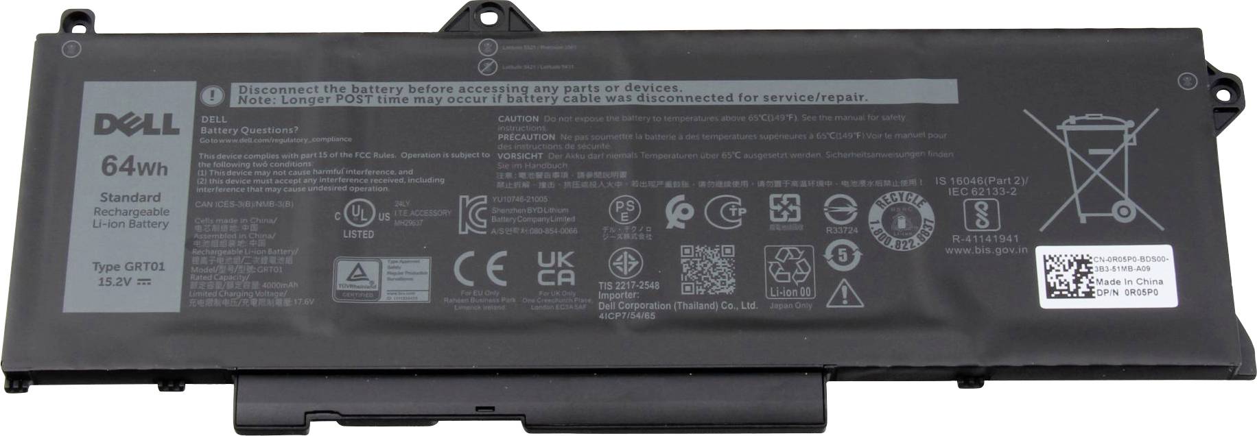 Dell Notebook-Akku Akku GRT01 15.20V 4000 mAh