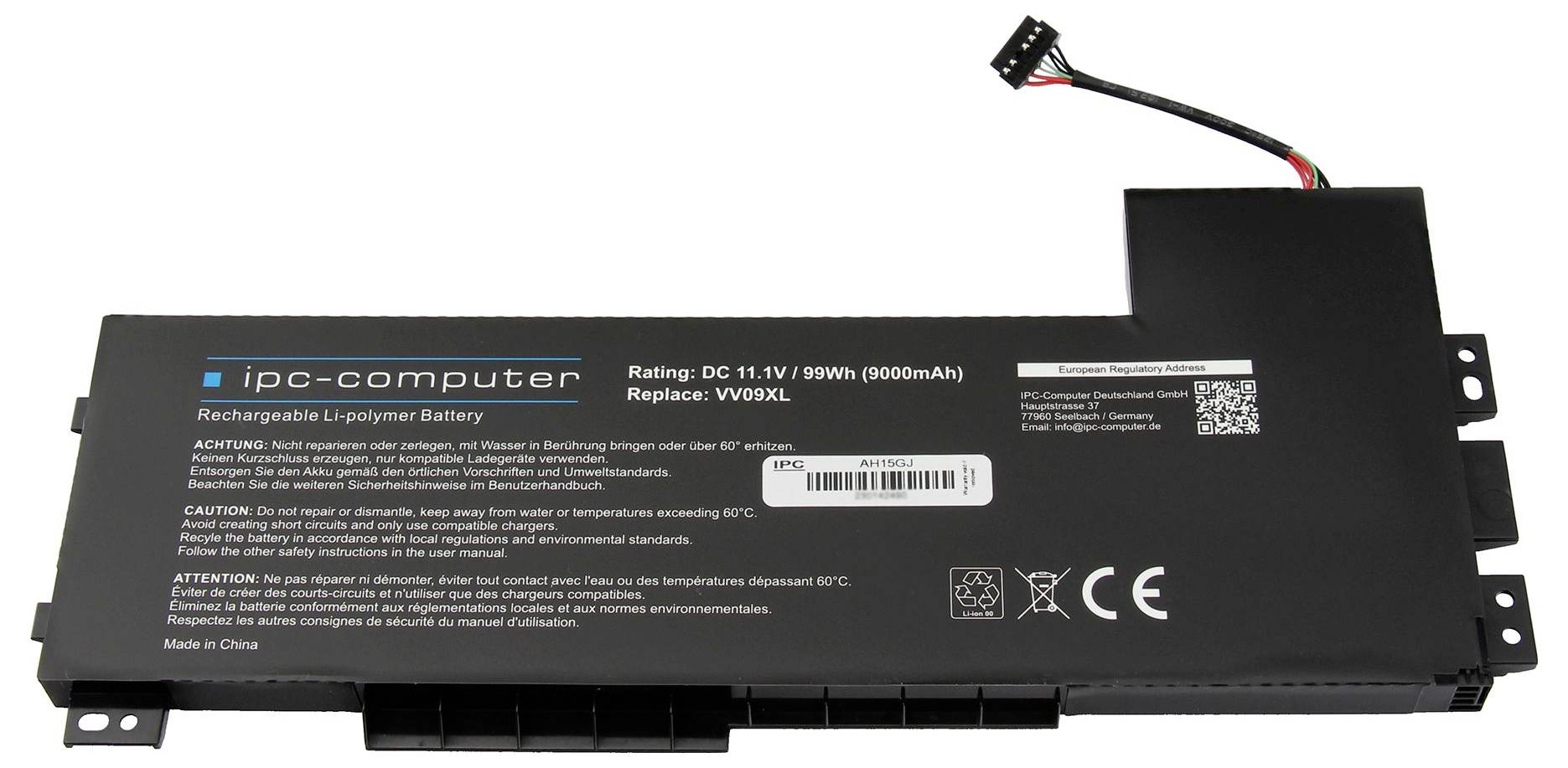 Ipc-computer Notebook-Akku Akku VV09XL 99Wh REPLACE 11.10V 9000 mAh
