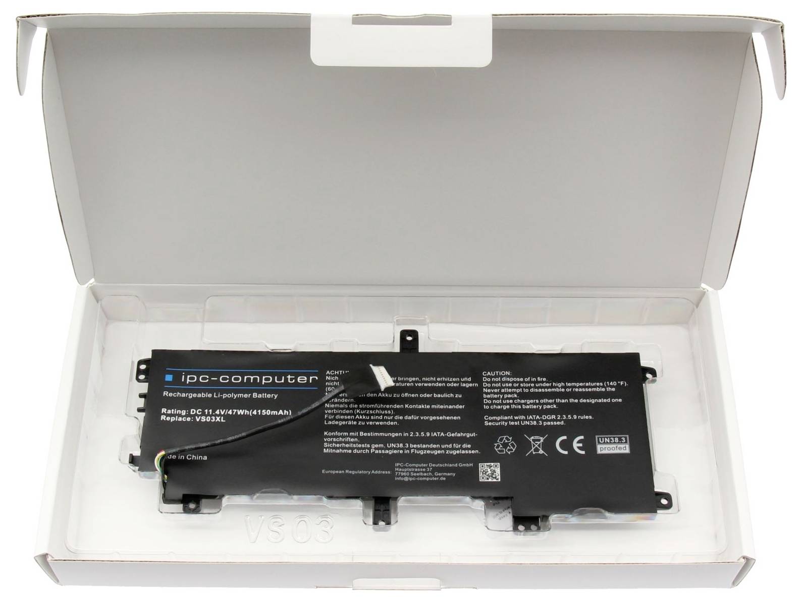 Ipc-computer Notebook-Akku Akku VS03XL Repl 11.40V 4150 mAh