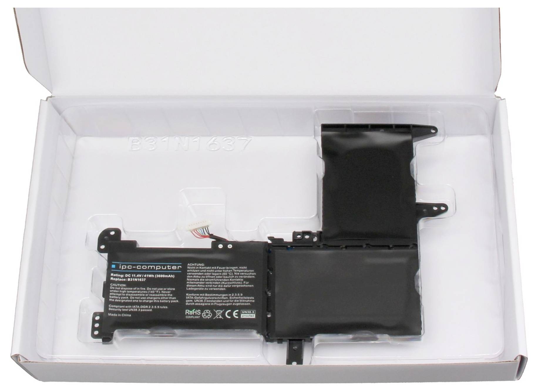 Ipc-computer Notebook-Akku Akku B31N1637 REPLACE 11.40V 3600 mAh