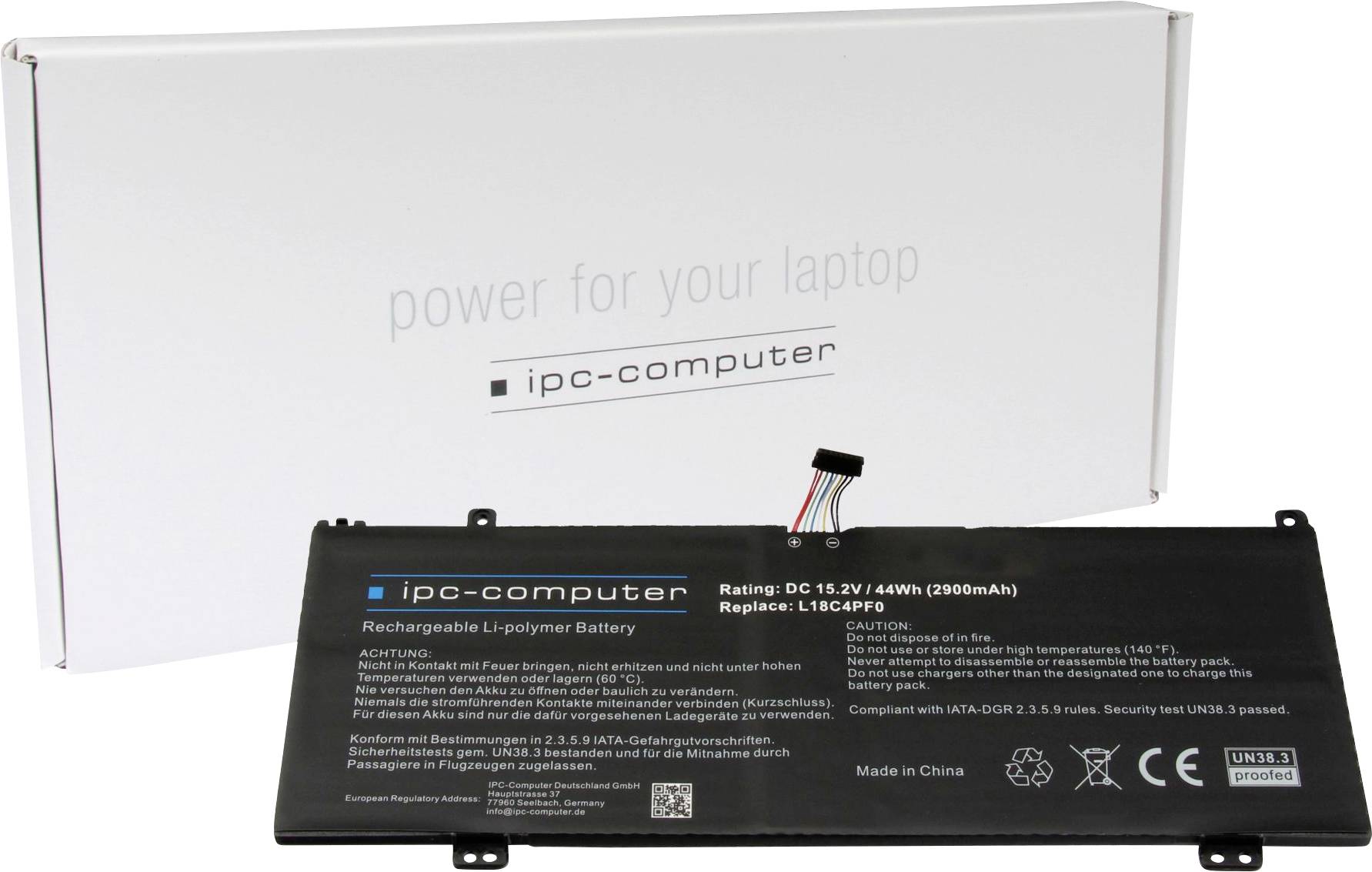 Ipc-computer Notebook-Akku Akku L18C4PF0 REPLACE 15.20V 2900 mAh