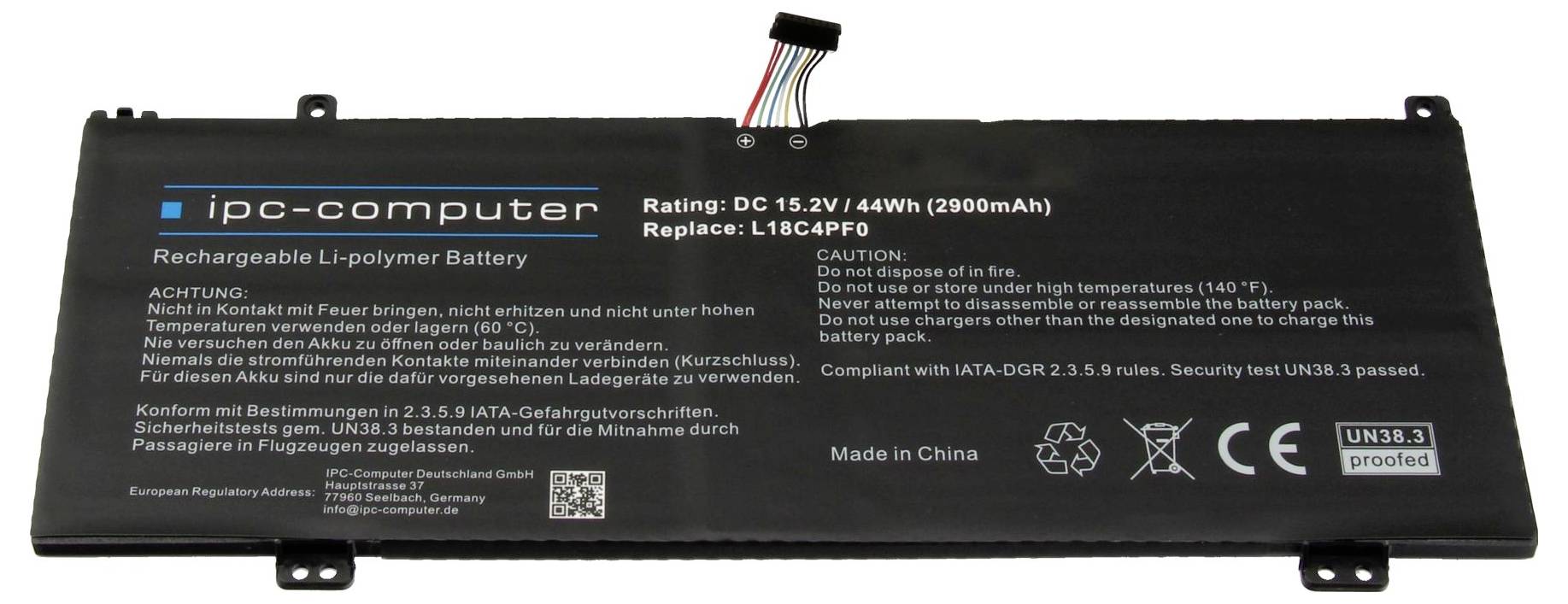 Ipc-computer Notebook-Akku Akku L18C4PF0 REPLACE 15.20V 2900 mAh