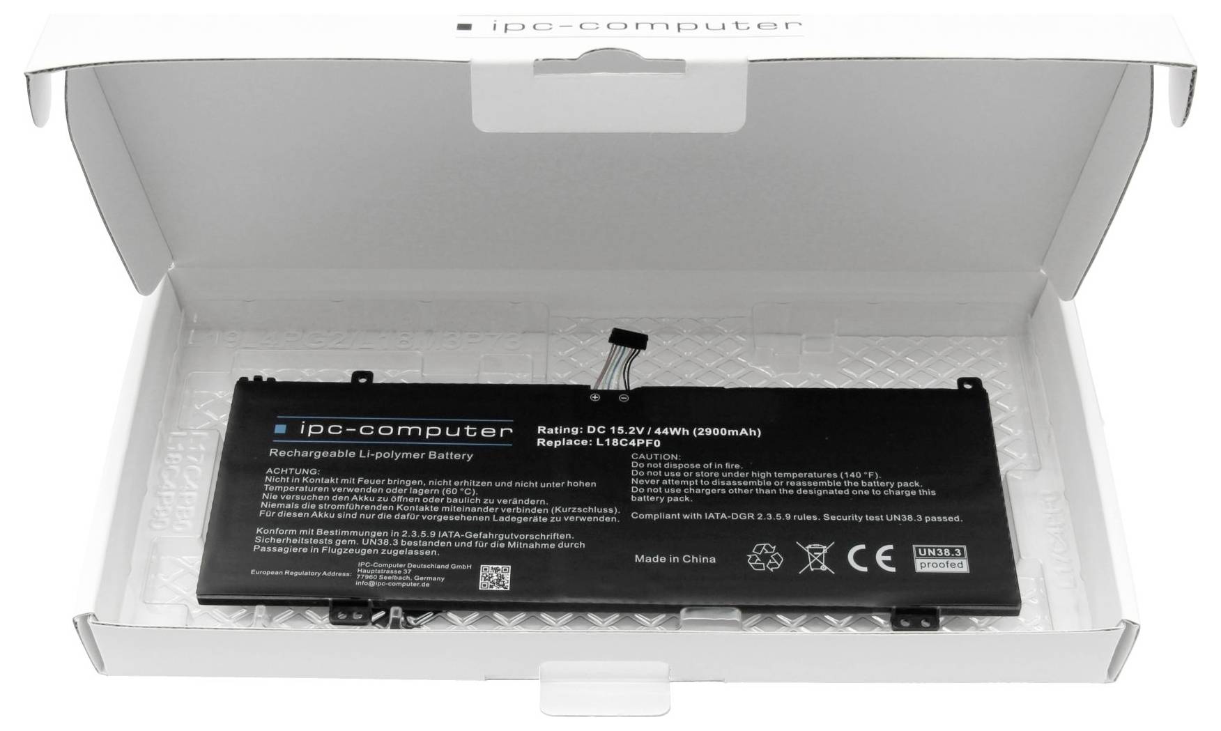 Ipc-computer Notebook-Akku Akku L18C4PF0 REPLACE 15.20V 2900 mAh