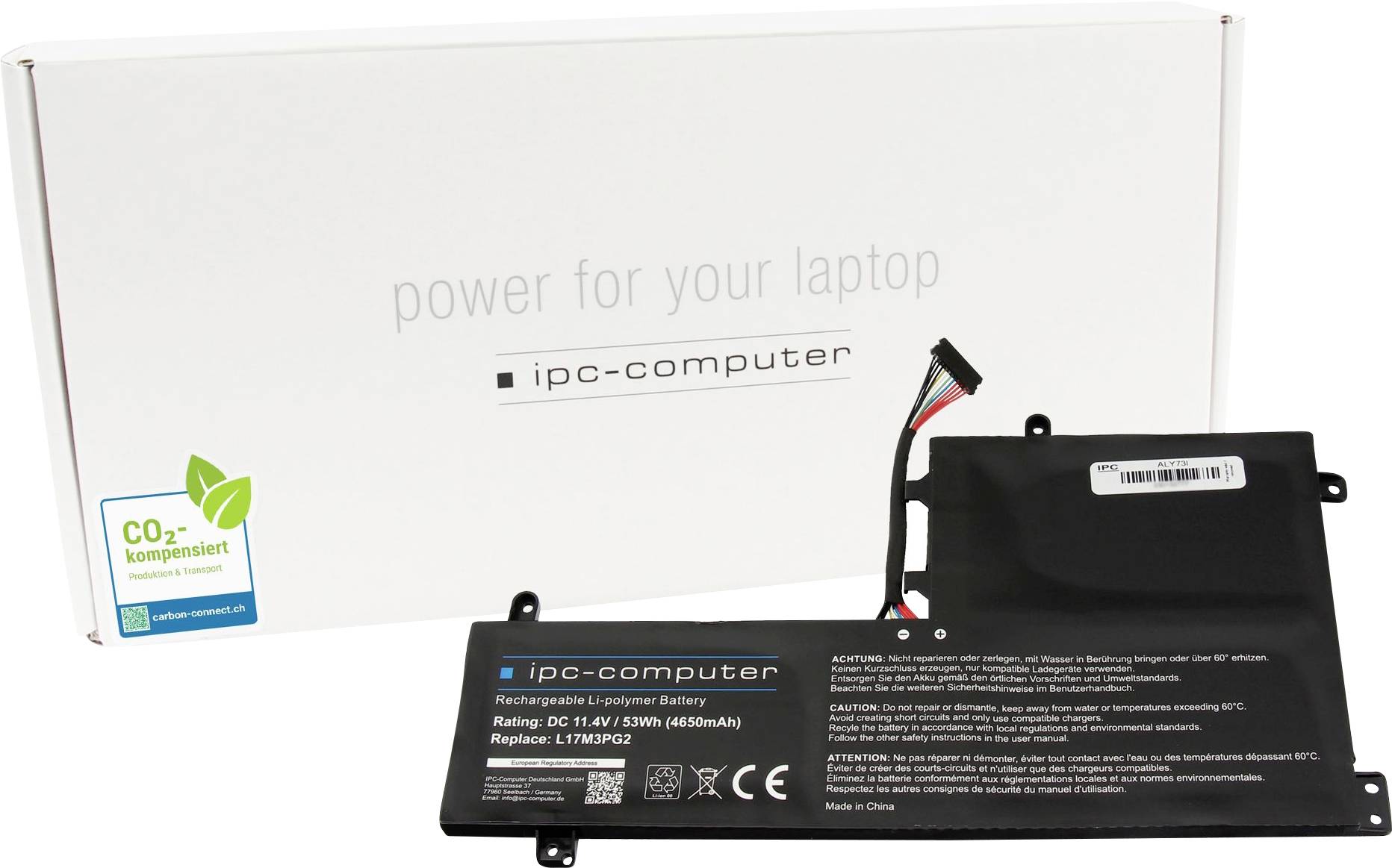 Ipc-computer Notebook-Akku Akku L17M3PG2 (long cable) REPLACE 11.40V 4650 mAh